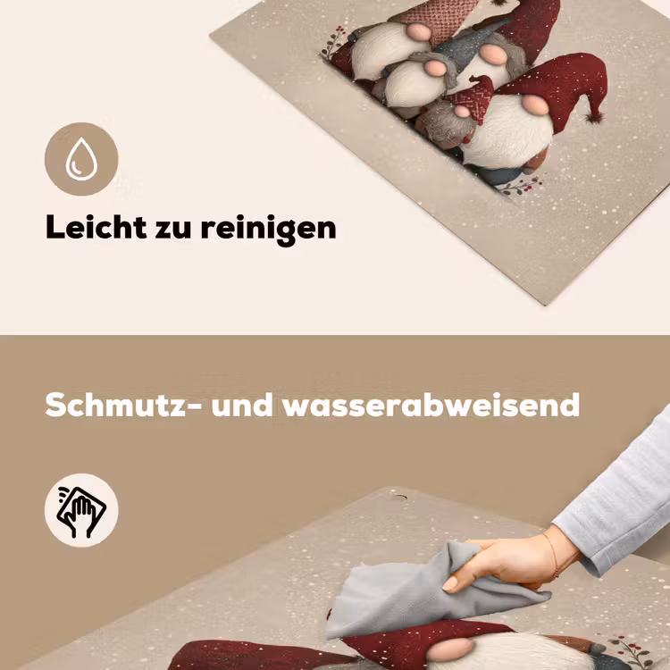 2-in-1 Herdabdeckplatte & Spritzschutz - Wichtel - Weihnachten - Schnee - Zipfelmützen - Kabouters - Kerst - Sneeuw - Puntmutsen Inductie beschemer met haakjes klein