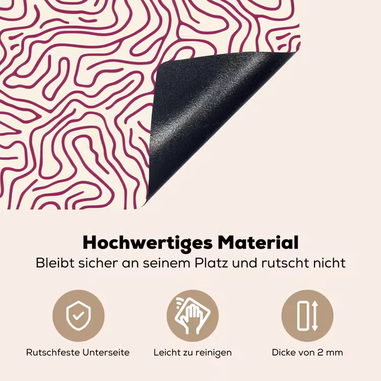 Kronkelende lijn - Magenta - Crème Inductie beschemer met haakjes klein 777 -ky-onderkant-de