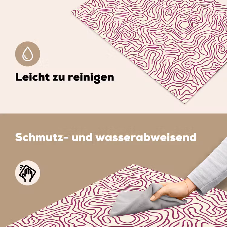 Kronkelende lijn - Magenta - Crème Inductie beschemer met haakjes klein 777 -ky-schoon-de