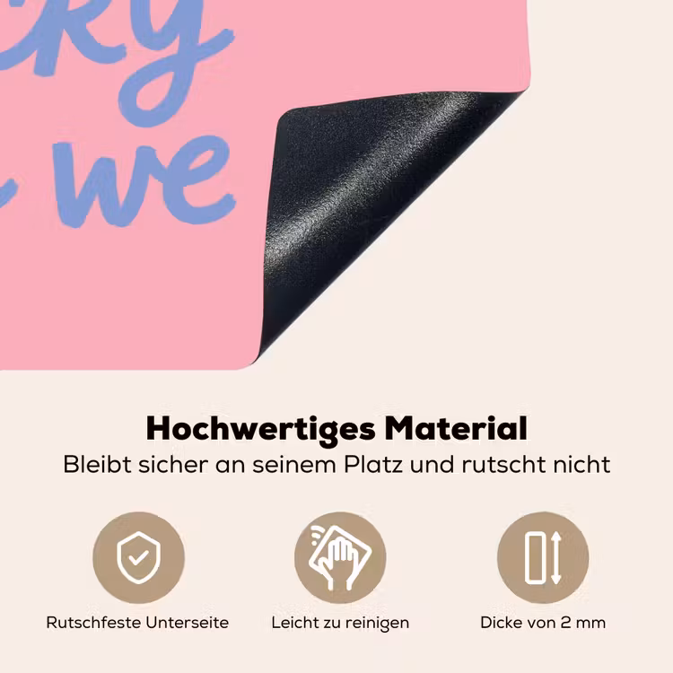 How lucky are we - Klavervier - Roze - Blauw Inductie beschemer met haakjes klein -ky-onderkant-de