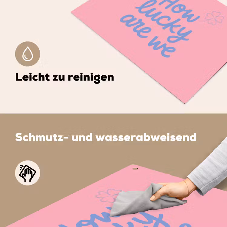 How lucky are we - Klavervier - Roze - Blauw Inductie beschemer met haakjes klein -ky-schoon-de