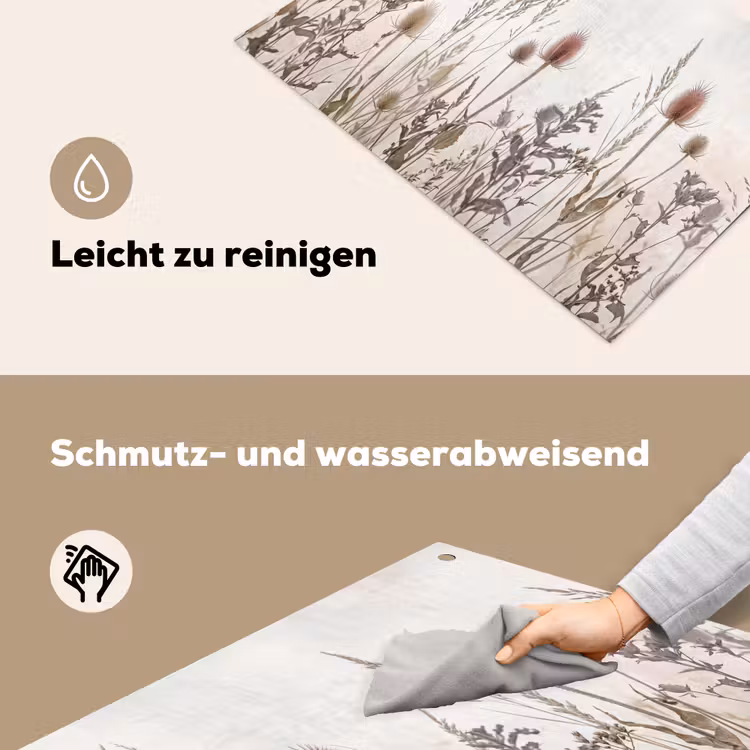 Weidebloemen - Design - Sepia Inductie beschemer met haakjes klein -ky-schoon-de