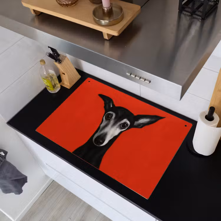 2-in-1 Herdabdeckplatte & Spritzschutz - Windhund - Minimalistisch - Rot - Windhond - Minimalistisch - Rood Inductie beschemer met haakjes klein
