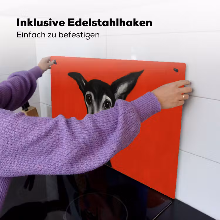 2-in-1 Herdabdeckplatte & Spritzschutz - Windhund - Minimalistisch - Rot - Windhond - Minimalistisch - Rood Inductie beschemer met haakjes klein