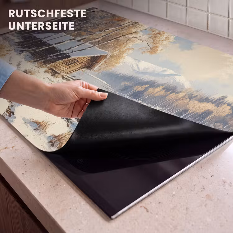 2-in-1 Herdabdeckplatte & Spritzschutz - Winter - Schnee - Zuhause - Natur - Winter - Sneeuw - Huis - Natuur Inductie beschemer met haakjes klein