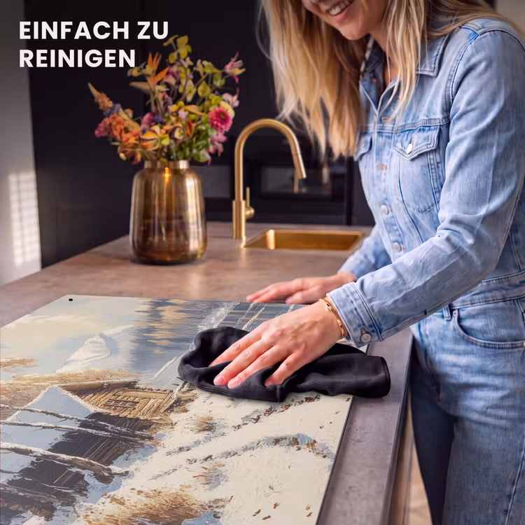 2-in-1 Herdabdeckplatte & Spritzschutz - Winter - Schnee - Zuhause - Natur - Winter - Sneeuw - Huis - Natuur Inductie beschemer met haakjes klein