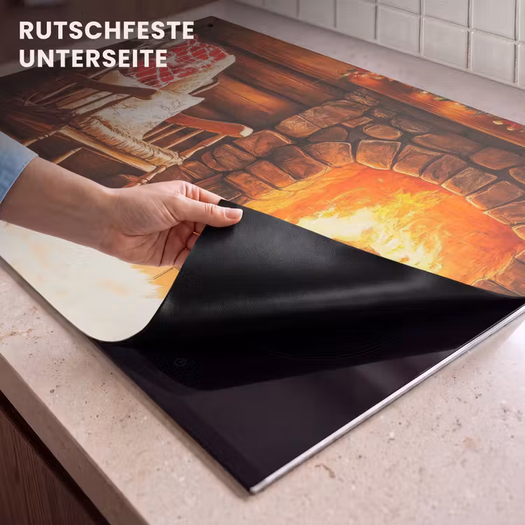 2-in-1 Herdabdeckplatte & Spritzschutz - Winter - Weihnachten - Zuhause - Kamin - Winter - Kerst - Huis - Openhaard Inductie beschemer met haakjes klein