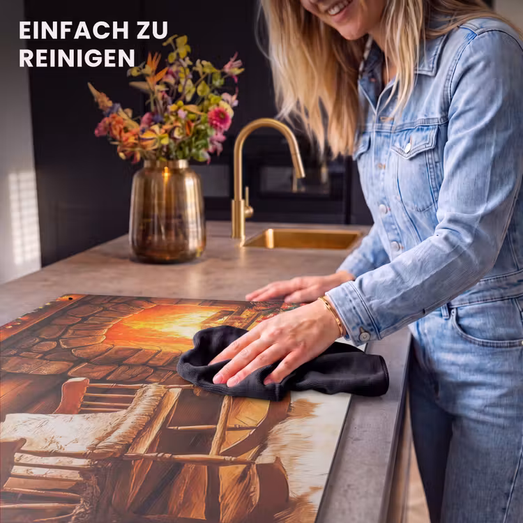 2-in-1 Herdabdeckplatte & Spritzschutz - Winter - Weihnachten - Zuhause - Kamin - Winter - Kerst - Huis - Openhaard Inductie beschemer met haakjes klein