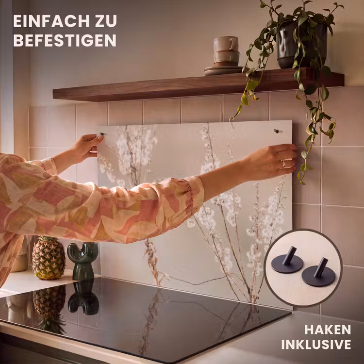 2-in-1 Herdabdeckplatte & Spritzschutz - Wintergeflüster - Winterse Fluisteringen Inductie beschemer met haakjes klein