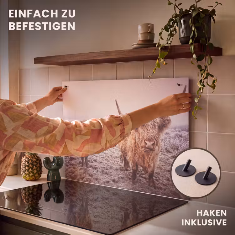 2-in-1 Herdabdeckplatte & Spritzschutz - Winterpracht - Winterse Glorie Inductie beschemer met haakjes klein