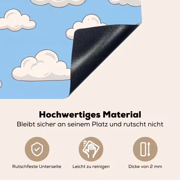 Wolk - Cartoon - Lucht - Blauw - Wit Inductie beschemer met haakjes klein -ky-onderkant-de