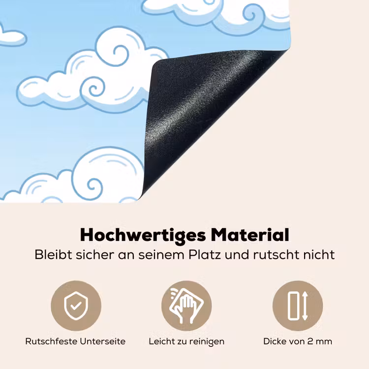 Wolk - Lucht - Cartoon - Blauw - Wit Inductie beschemer met haakjes klein -ky-onderkant-de