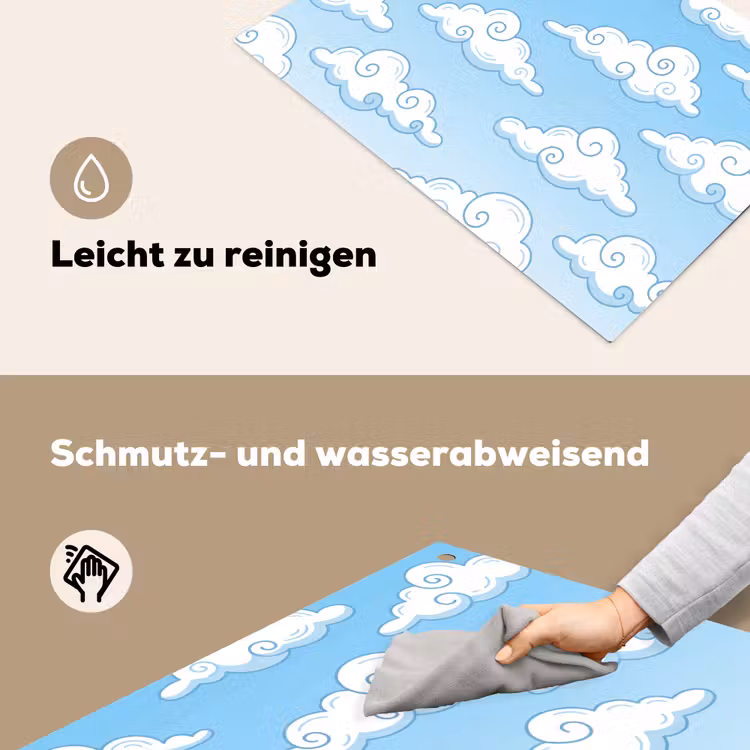 Wolk - Lucht - Cartoon - Blauw - Wit Inductie beschemer met haakjes klein -ky-schoon-de