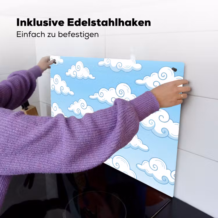 Wolk - Lucht - Cartoon - Blauw - Wit Inductie beschemer met haakjes klein -ky-ophangen-de