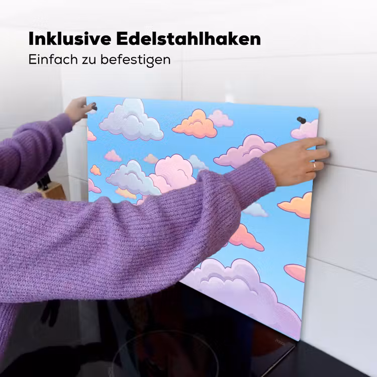 Wolk - Lucht - Natuur - Illustratie - Pastel Inductie beschemer met haakjes klein -ky-ophangen-de