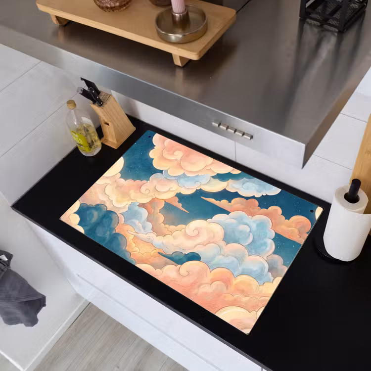 Wolk - Lucht - Natuur - Illustratief - Oranje Inductie beschemer met haakjes klein -sfeer1