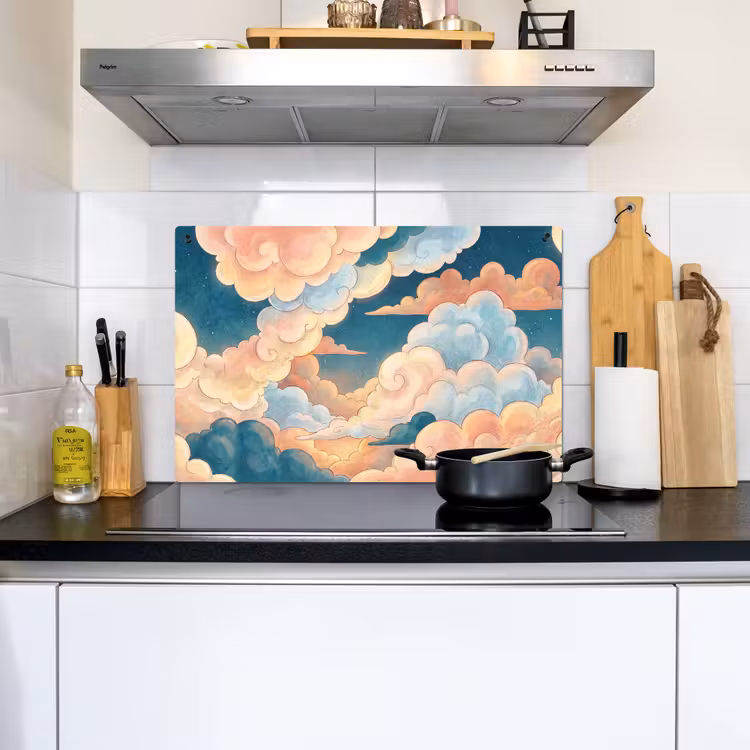Wolk - Lucht - Natuur - Illustratief - Oranje Inductie beschemer met haakjes klein -sfeer2