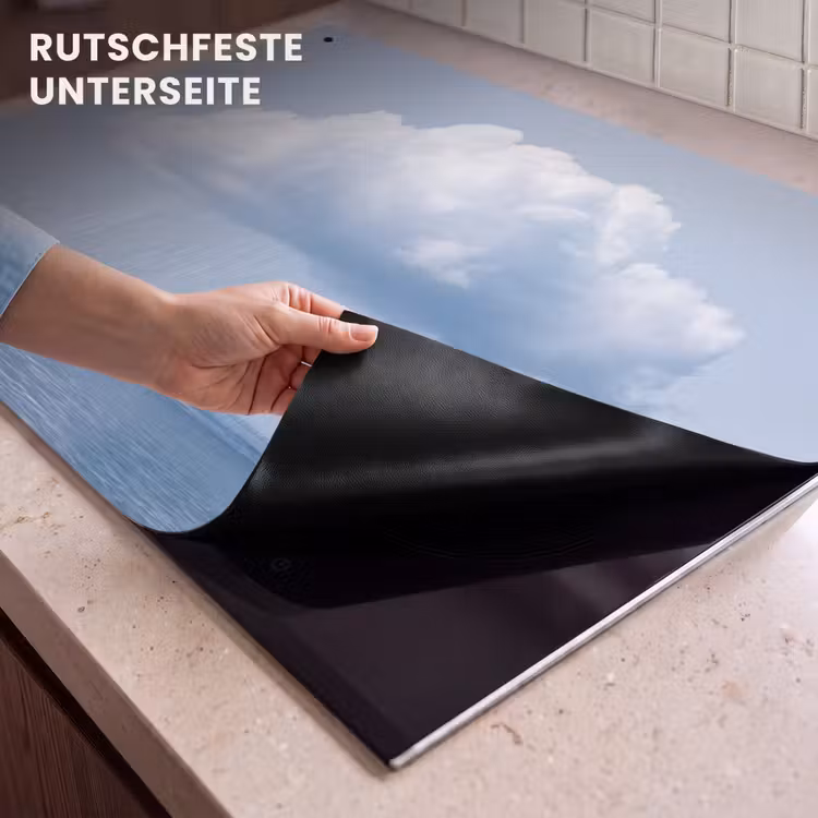 2-in-1 Herdabdeckplatte & Spritzschutz - Wolke – Regen – Natur - Wolk - Regen - Natuur Inductie beschemer met haakjes klein