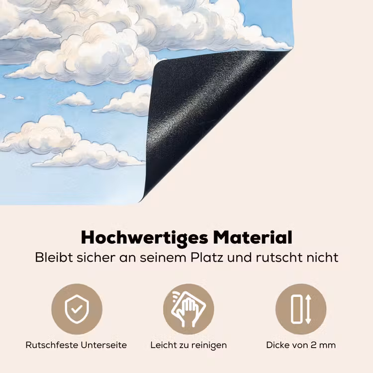 Wolken - Blauwe lucht - Natuur - Modern - Wit Inductie beschemer met haakjes klein -ky-onderkant-de