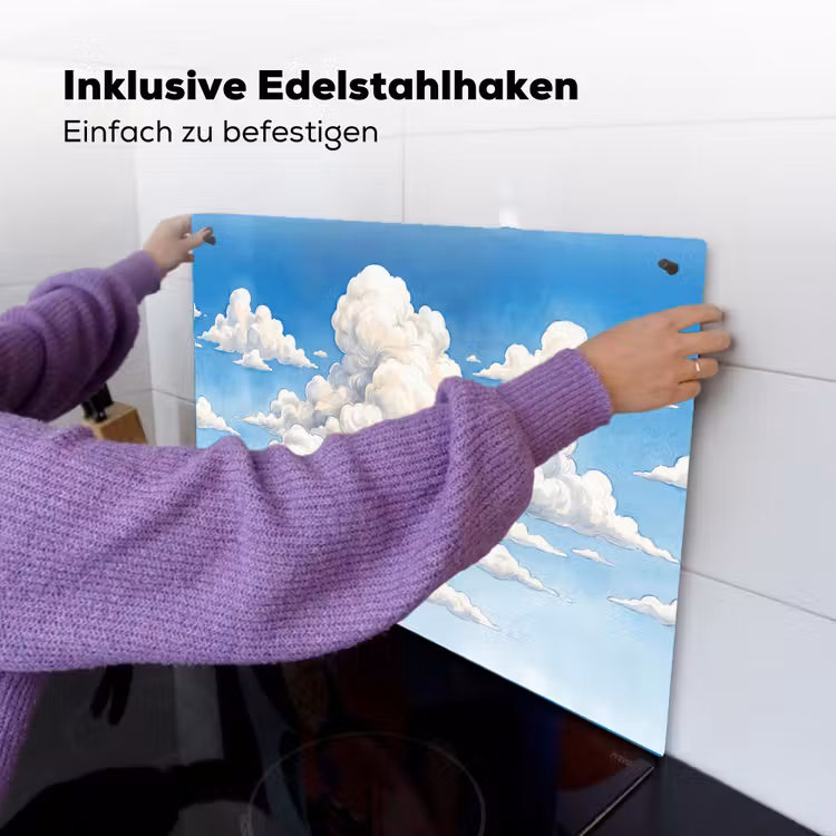 Wolken - Blauwe lucht - Natuur - Modern - Wit Inductie beschemer met haakjes klein -ky-ophangen-de