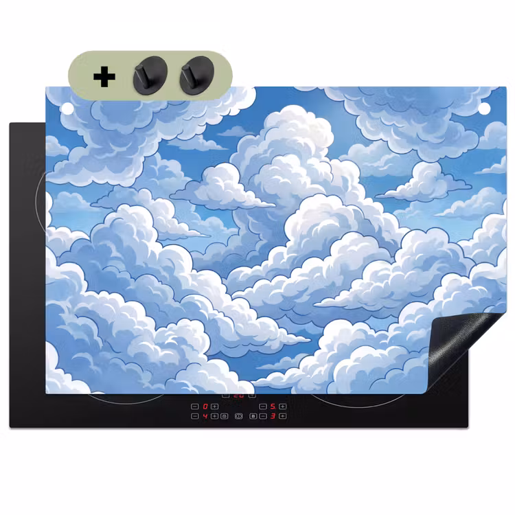 Wolken - Hemel - Abstract - Wit Inductie beschemer met haakjes klein -3d