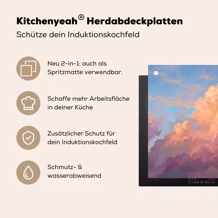 Wolken - Lucht - Natuur - Abstract - Kleurrijk Inductie beschemer met haakjes klein -ky-usp-de