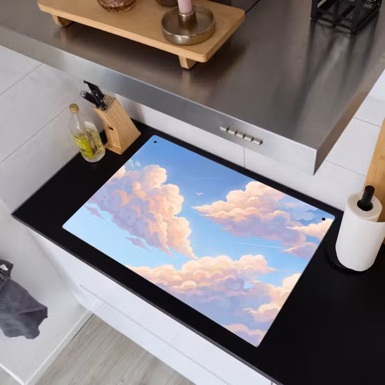 Wolken - Lucht - Natuur - Blauw Inductie beschemer met haakjes klein -sfeer1