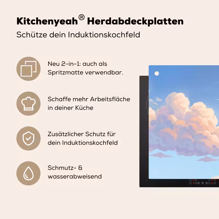 Wolken - Lucht - Natuur - Blauw Inductie beschemer met haakjes klein -ky-usp-de