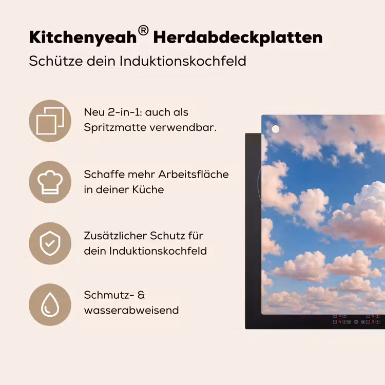 Wolken - Hemel - Natuur - Licht - Blauw Inductie beschemer met haakjes klein -ky-usp-de