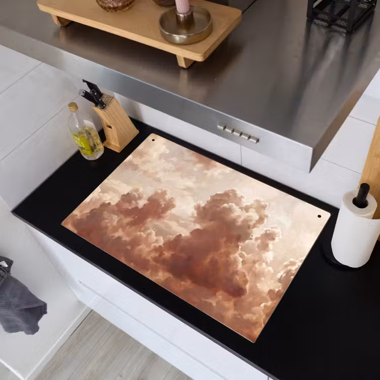Wolken - Lucht - Natuur - Modern - Bruin Inductie beschemer met haakjes klein -sfeer1