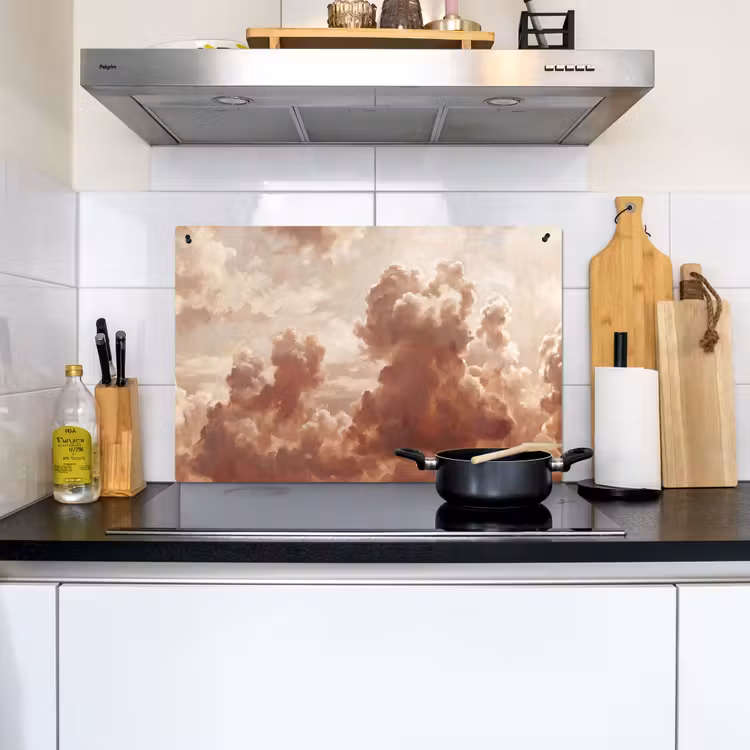 Wolken - Lucht - Natuur - Modern - Bruin Inductie beschemer met haakjes klein -sfeer2