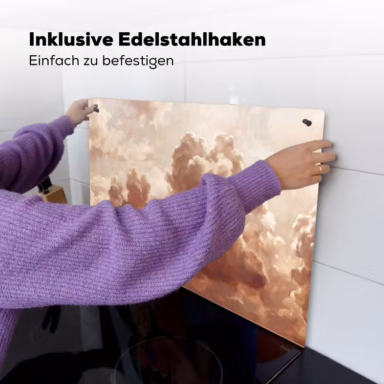 Wolken - Lucht - Natuur - Modern - Bruin Inductie beschemer met haakjes klein -ky-ophangen-de