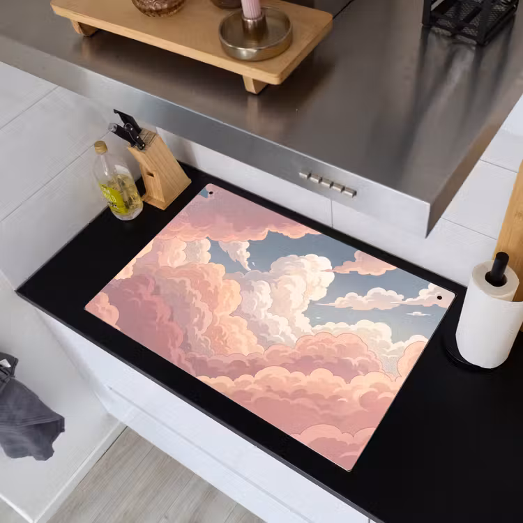 Wolken - Lucht - Natuur - Pastel - Roze Inductie beschemer met haakjes klein -sfeer1