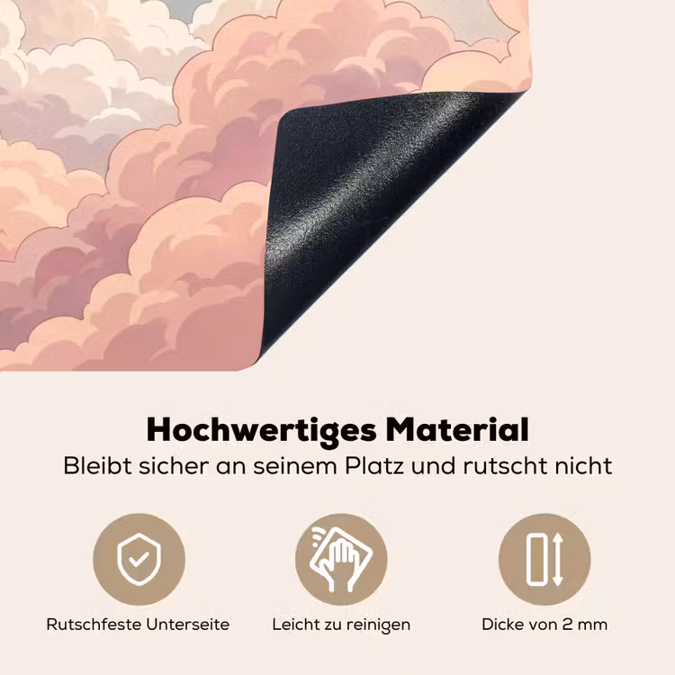 Wolken - Lucht - Natuur - Pastel - Roze Inductie beschemer met haakjes klein -ky-onderkant-de