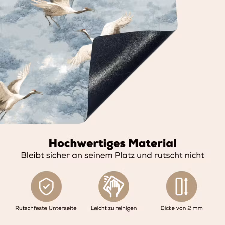 Wolken - Kraanvogels - Blauw Inductie beschemer met haakjes klein 777 -ky-onderkant-de