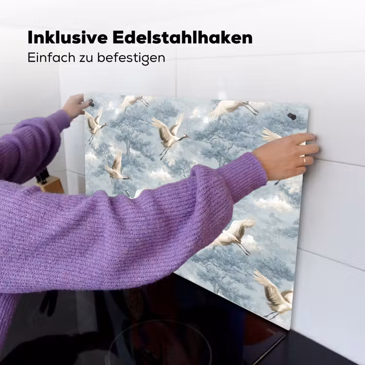Wolken - Kraanvogels - Blauw Inductie beschemer met haakjes klein 777 -ky-ophangen-de