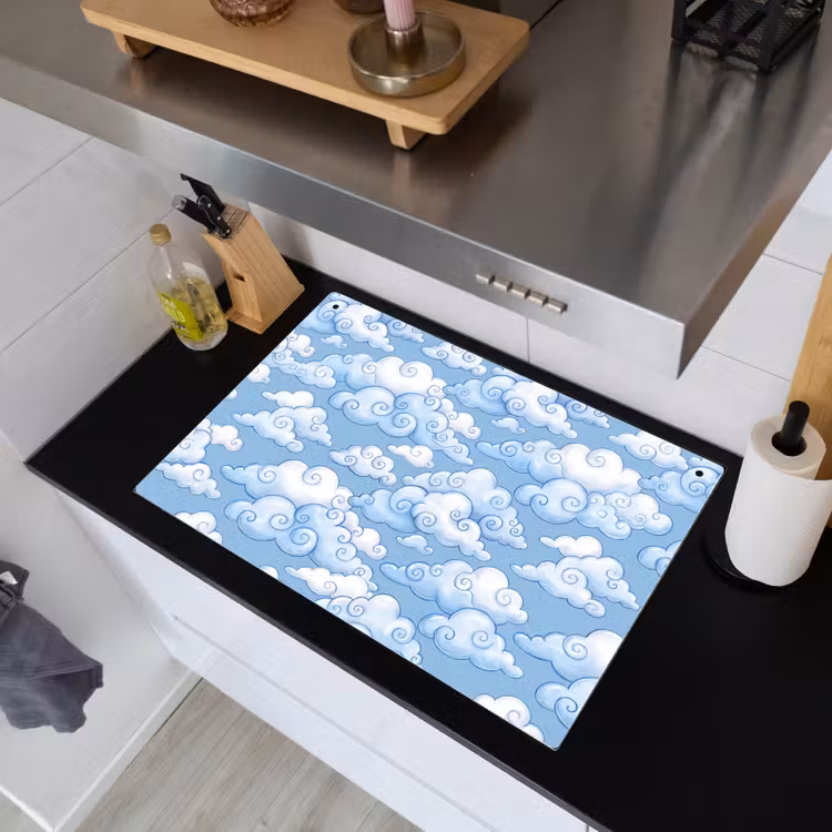 Wolken - Patroon - Hemel - Illustratie - Wit Inductie beschemer met haakjes klein -sfeer1