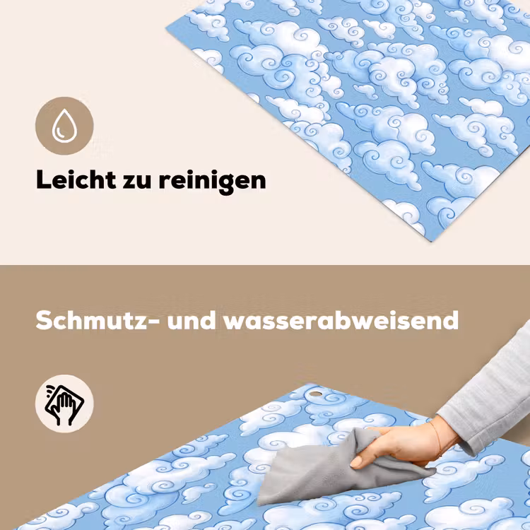 Wolken - Patroon - Hemel - Illustratie - Wit Inductie beschemer met haakjes klein -ky-schoon-de