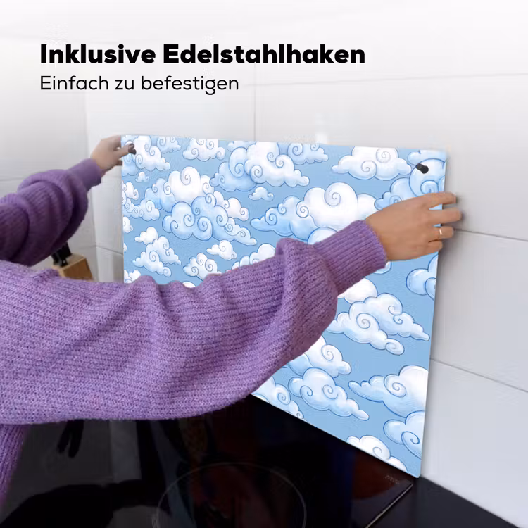 Wolken - Patroon - Hemel - Illustratie - Wit Inductie beschemer met haakjes klein -ky-ophangen-de