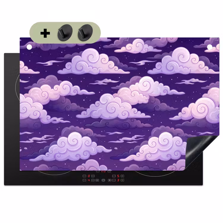Wolken - Nacht - Natuur - Abstract - Paars Inductie beschemer met haakjes klein -3d