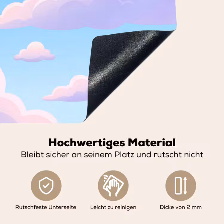 Wolken - Roze - Blauw - Natuur - Modern Inductie beschemer met haakjes klein -ky-onderkant-de