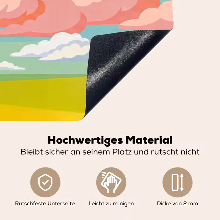 Wolken - Roze - Natuur - Modern - Pastel Inductie beschemer met haakjes klein -ky-onderkant-de
