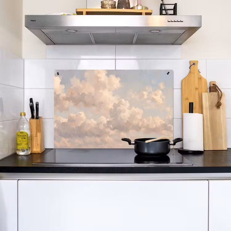 Wolken - Zacht - Natuur - Klassiek - Beige Inductie beschemer met haakjes klein -sfeer2