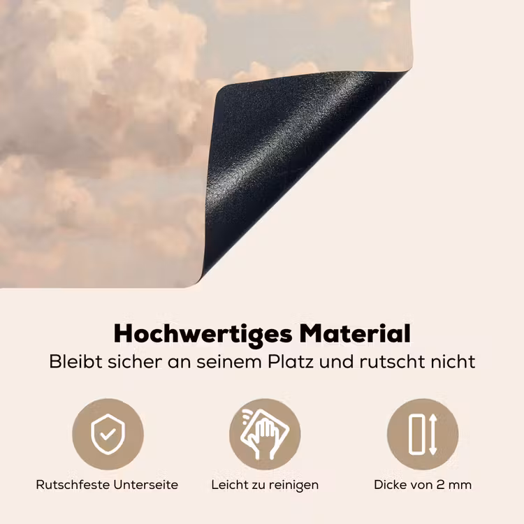 Wolken - Zacht - Natuur - Klassiek - Beige Inductie beschemer met haakjes klein -ky-onderkant-de