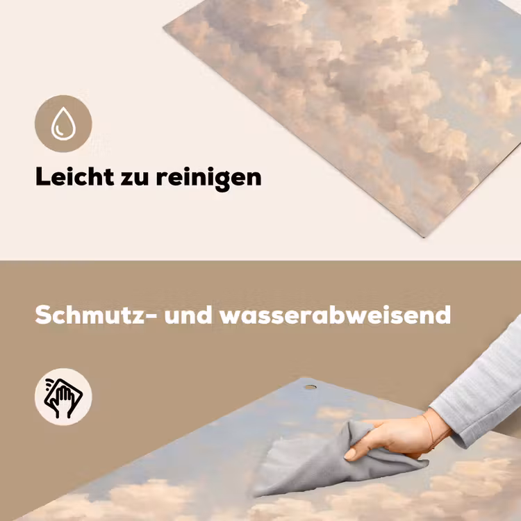 Wolken - Zacht - Natuur - Klassiek - Beige Inductie beschemer met haakjes klein -ky-schoon-de
