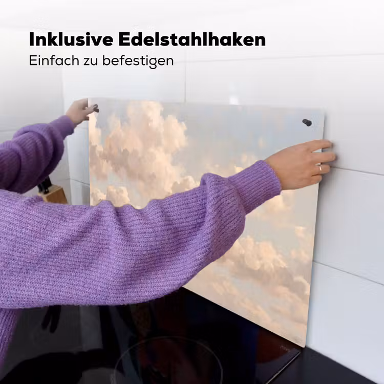 Wolken - Zacht - Natuur - Klassiek - Beige Inductie beschemer met haakjes klein -ky-ophangen-de