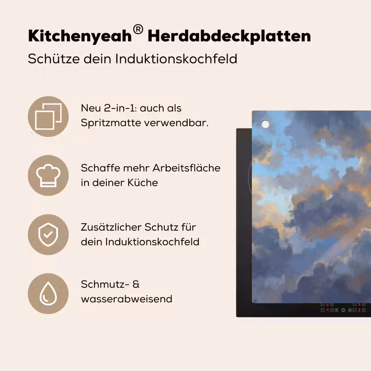 Wolken - Zonnestralen - Natuur - Abstract - Blauw Inductie beschemer met haakjes klein -ky-usp-de