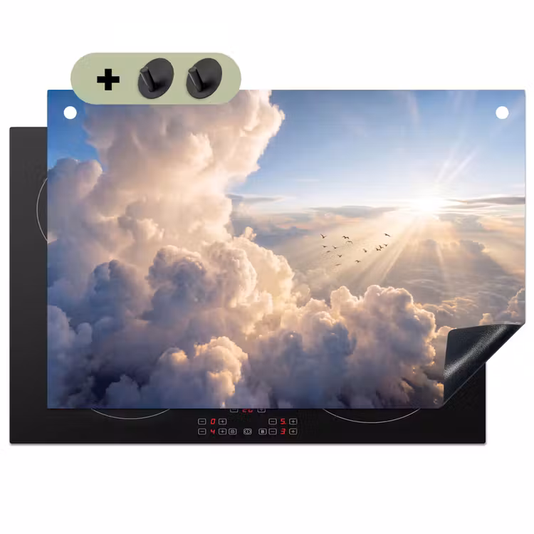 Wolken - Zonnestralen - Natuur - Wit Inductie beschemer met haakjes klein -3d