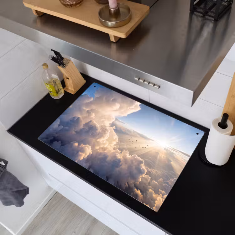 Wolken - Zonnestralen - Natuur - Wit Inductie beschemer met haakjes klein -sfeer1