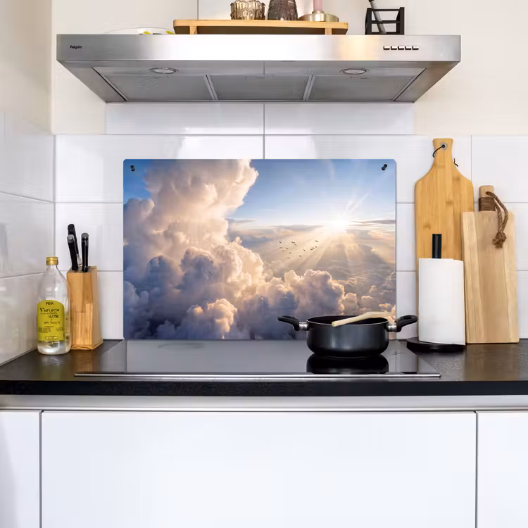 Wolken - Zonnestralen - Natuur - Wit Inductie beschemer met haakjes klein -sfeer2
